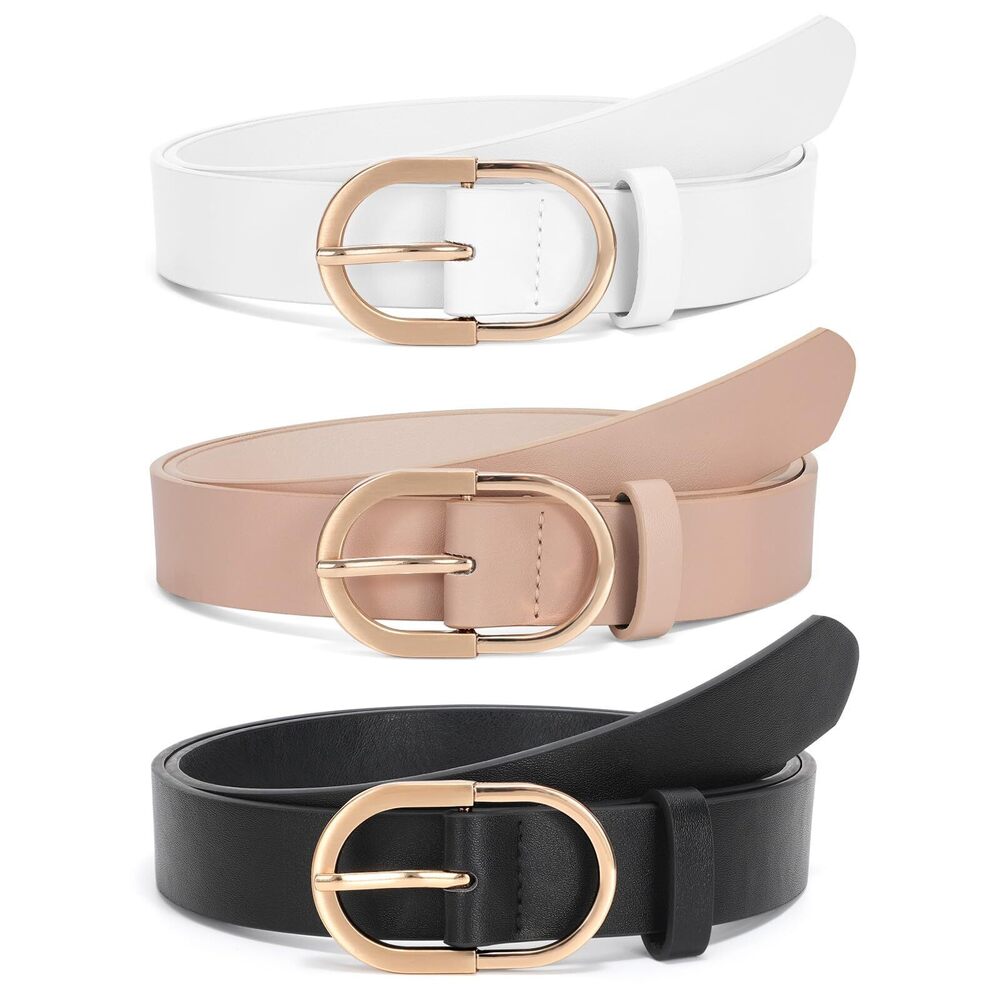 1273 3 Pack Women’s Leather Belts For Jeans Pants Fashion Ladies Belt